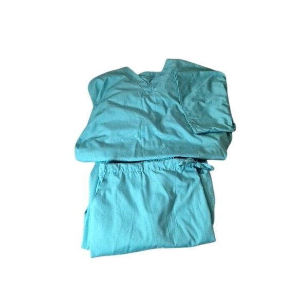 Natural Uniform Scrubs Top and Pants Set 3X Plus Size Cotton Blend 50 x 30 - Picture 1 of 16